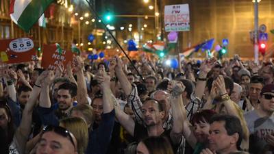 Tens of thousands of anti-Orban protesters rally again in Budapest