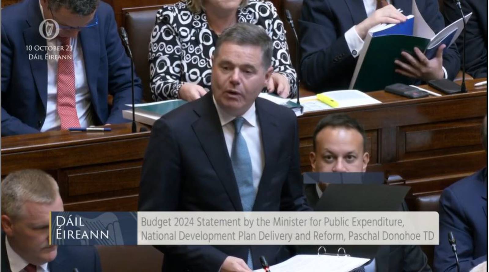 Minister for Public Expenditure and Reform Paschal Donohoe delivers his speech