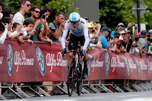 Froome off the pace in Giro d’Italia time trial after reconnaissance crash