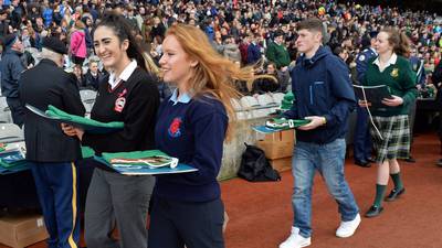 Students  receive  Tricolour and  Proclamation in Croke Park