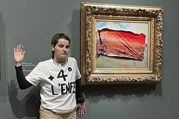 Climate activist arrested after defacing Monet’s Poppy Field in Paris museum