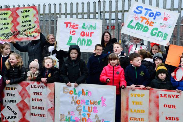 Families protest children’s play area land ‘grab’ by council