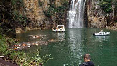 At least seven dead after wall of rock collapses on to boats at Brazilian waterfall