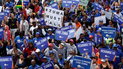 Tens of thousands march  against Zuma across South Africa