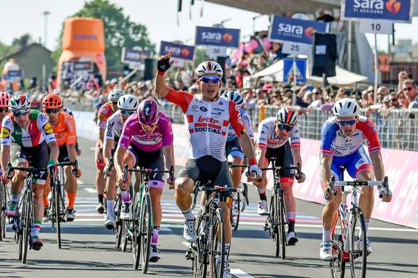 Caleb Ewan sprints to second stage win at Giro d’Italia
