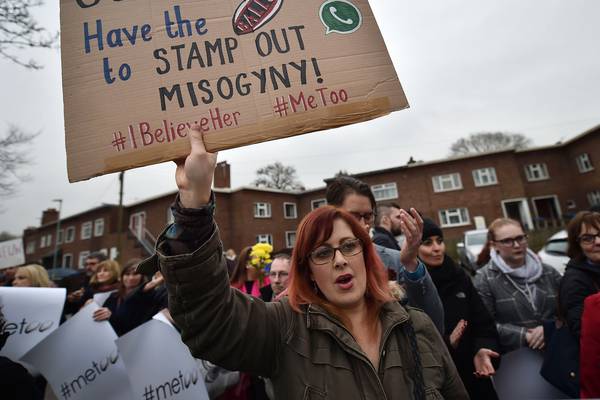 Women’s rights activists stage rally outside Ulster rugby ground