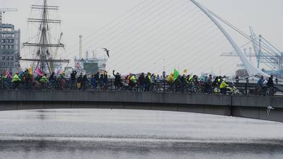 Dublin cyclists protest against car pollution and lack of infrastructure