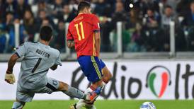 Gianluigi Buffon’s blushes spared as Italy hold Spain in Turin