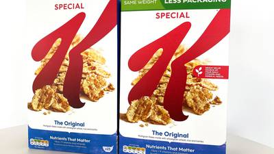 Kelloggs changes breakfast cereal boxes to cut costs and help the environment
