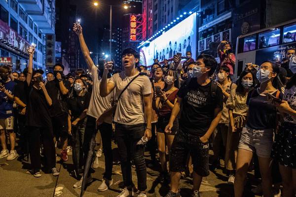 Chanting protesters call on Trump to ‘liberate Hong Kong’