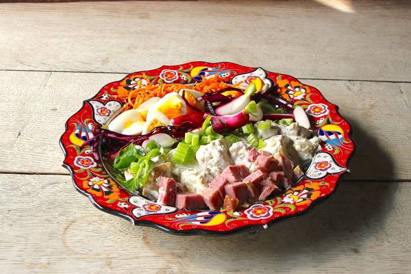 Cobb salad with blue cheese ranch dressing