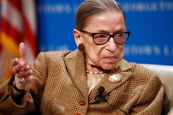 US supreme court justice Ginsburg takes part in oral arguments from hospital
