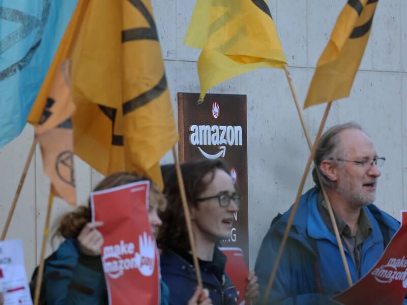 ‘No to Black Friday consumerism’: Protest at Amazon’s Dublin offices