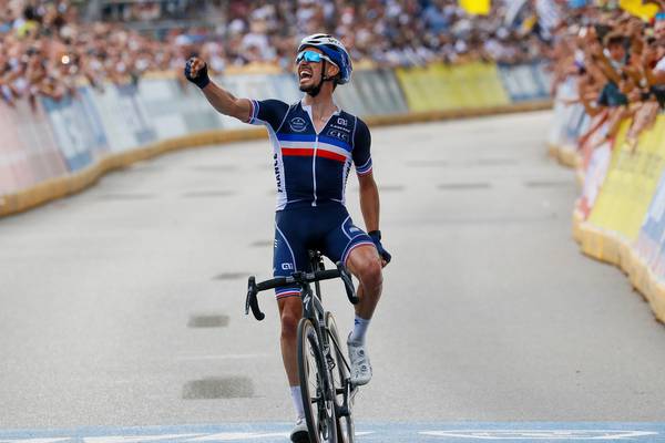Julian Alaphilippe retains rainbow jersey as he defends world title in Belgium