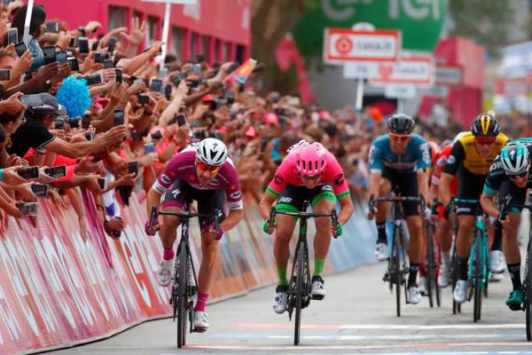 Sam Bennett finishes third in Giro d’Italia stage three