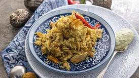Coronation chicken rice with lime and coriander cream
