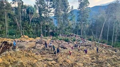 Aftermath of landslide in remote Papua New Guinea village