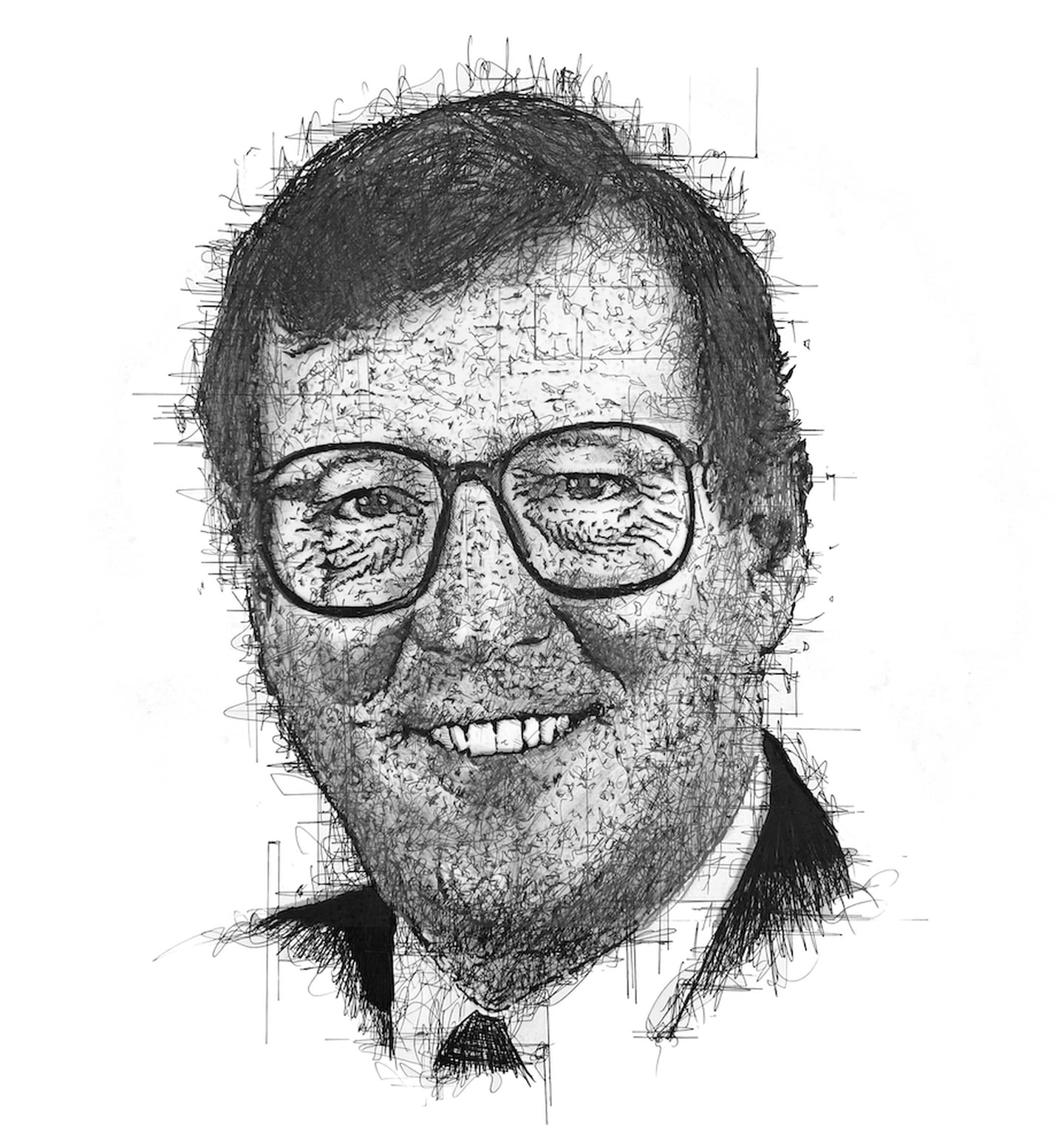 Portrait of the late UUP leader David Trimble by artist Shane Gillen, hand-drawn as part of his series commemorating the signatories of the Good Friday Agreement, 25 years on.