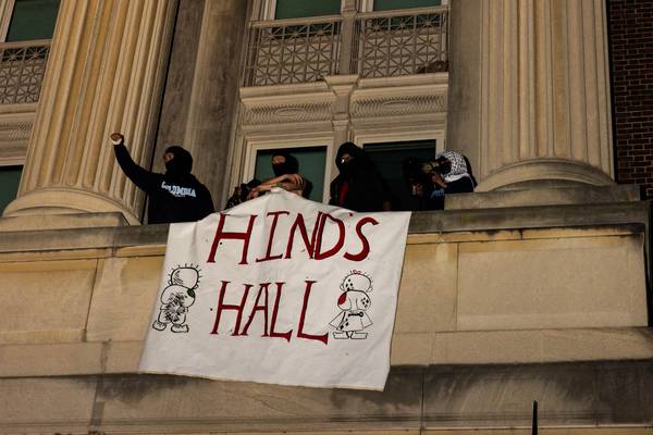 Pro-Palestinian protesters barricade hall at Columbia University
