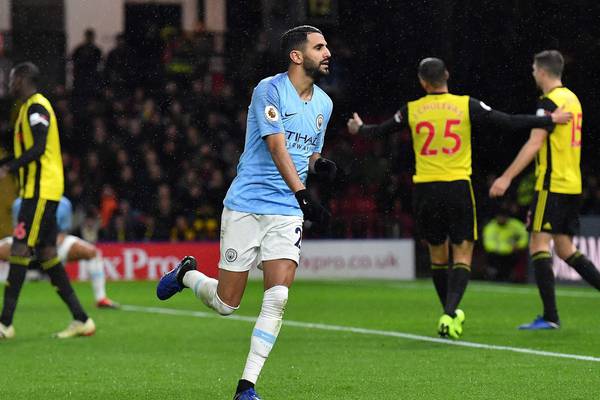Manchester City cling on at Watford to keep up blistering pace