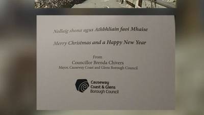 Irish on mayor’s Christmas card ‘misuse of power’, say unionists