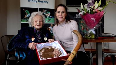 Irish international hockey star (107) presents new trophy