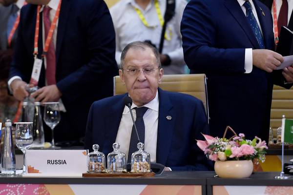 Laughter as Russia's foreign minister says war 'launched against us'