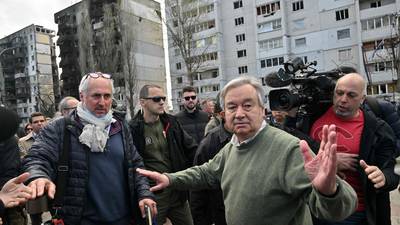 UN secretary general laments ‘absurd’ war on visit to Ukraine