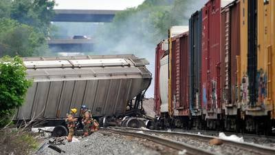 Explosion as chemical train derails outside Baltimore