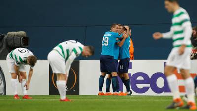 Celtic out of Europe after meek display in Zenit