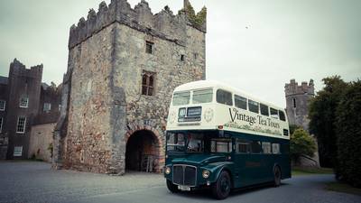 Back in time for tea in a vintage double-decker bus