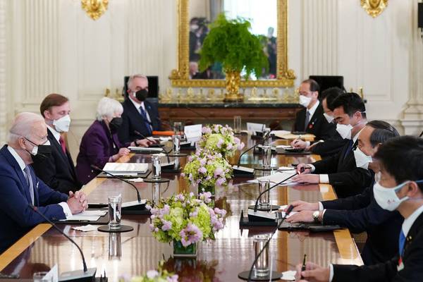 Biden welcomes Japanese PM as first official foreign visitor