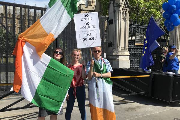 Irish in London protesting against Brexit: ‘Our commitment to stopping Brexit does not end with a Boris Johnson government’