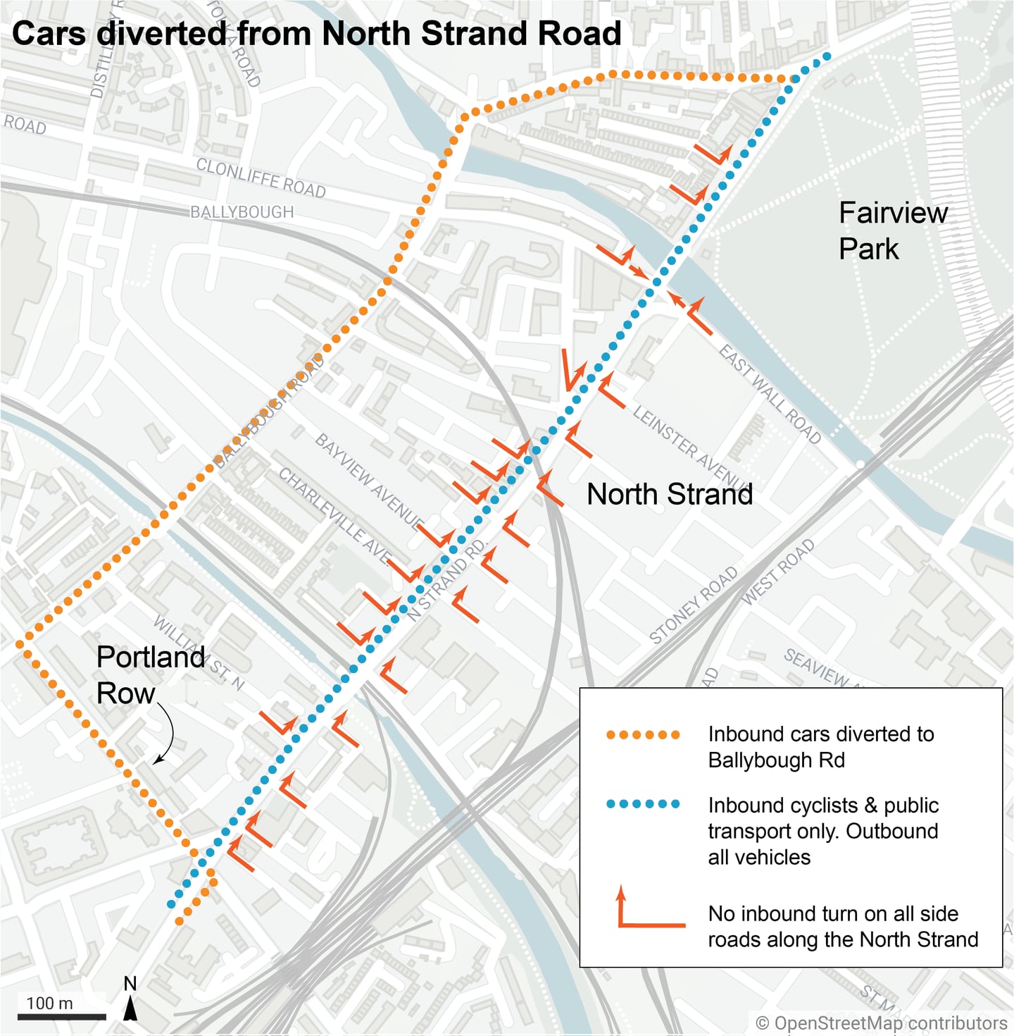 Graphic: Irish Times Graphics Cars diverted from North Strand Road