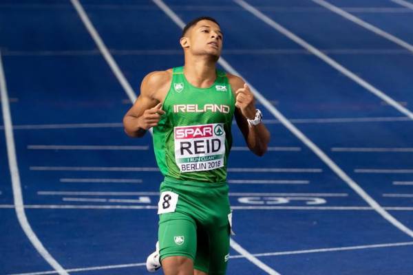 Leon Reid dejected after finishing seventh in European 200m final