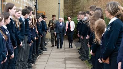 President praises students’ ‘strength and courage’ on visit to Creeslough school