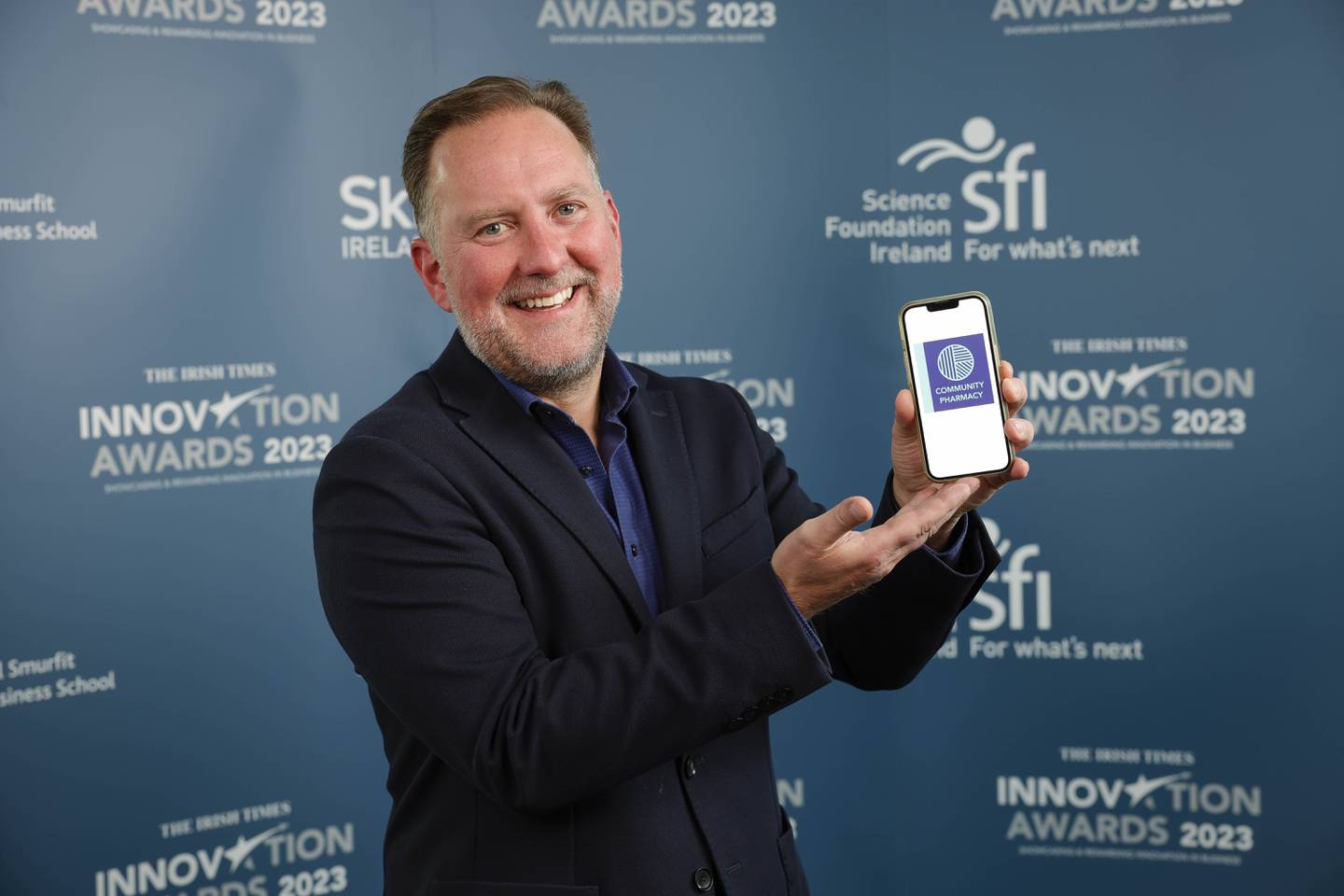 Cormac McKenna of Pharmacy Connect at The Irish Times Innovation Awards 2023 final judging day. Photograph: Conor McCabe Photography.