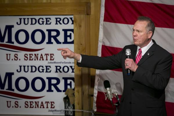 Roy Moore ahead in Alabama’s divisive US Senate race