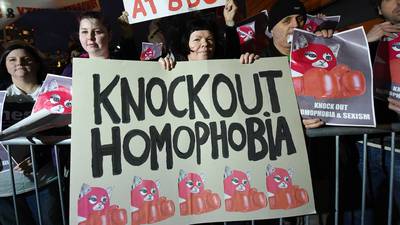 LGBT protest in Belfast against Tyson Fury