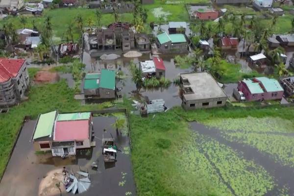 Cyclone Freddy: Drone footage shows flooded homes in Mozambique