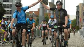 Shimmering sea of lycra as thousands join charity  cycle