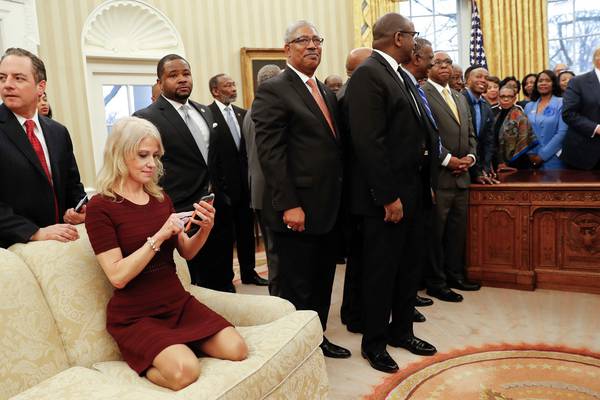 Picture  of Kellyanne Conway on Oval Office couch causes stir