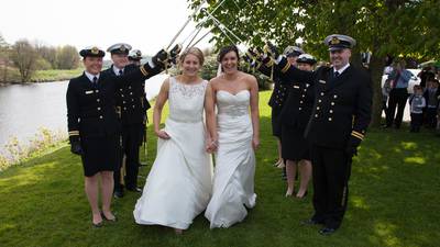 Hello sailor: Navy lieutenant Grace marries love of life Carol