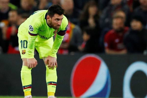 Lionel Messi inconsolable in dressing room after loss to Liverpool