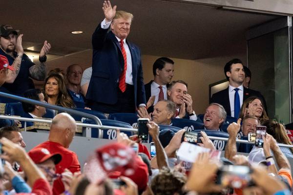 ‘Lock him him up’: Trump booed and jeered at baseball game