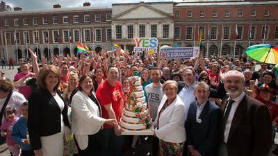 Crowds celebrate anniversary of marriage equality vote