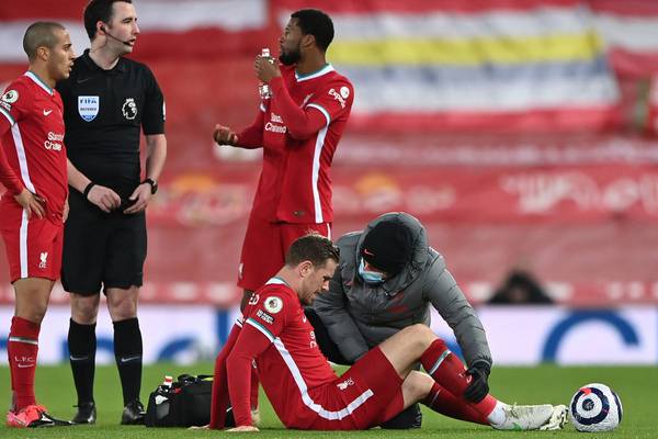Liverpool’s Jordan Henderson ruled out for six to eight weeks