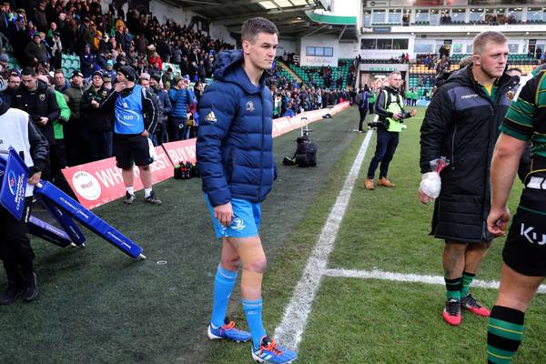 Johnny Sexton to undergo scan after injuring knee in Northampton rout