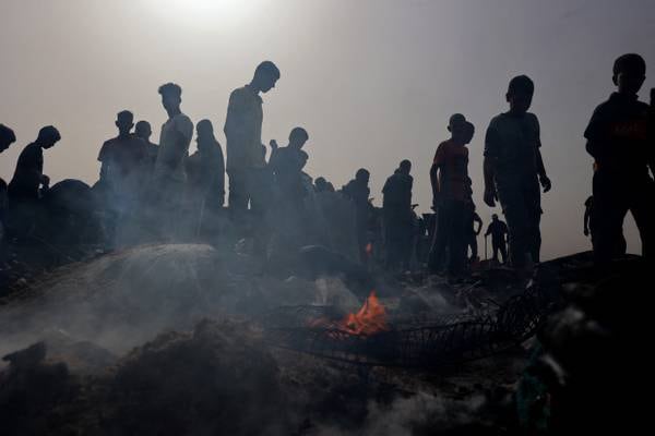 Israeli attacks on Rafah displacement camp kill 45 in vast blaze