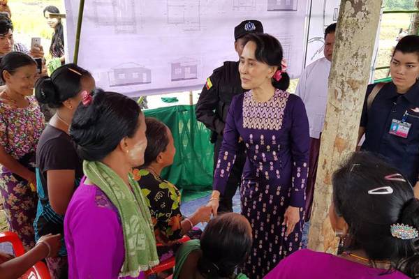 Suu Kyi visits Myanmar’s troubled Rakhine border district